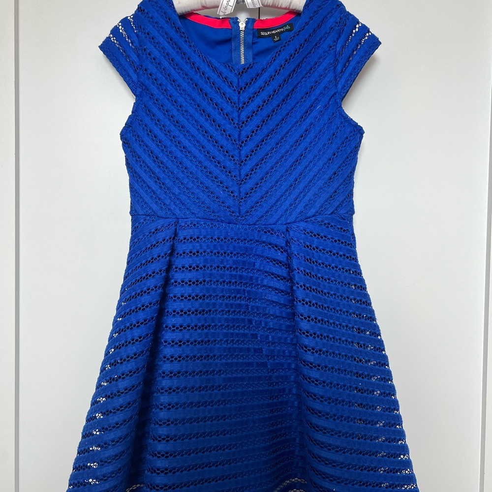 Sequin Hearts Blue Fit and Flare Cocktail Dress